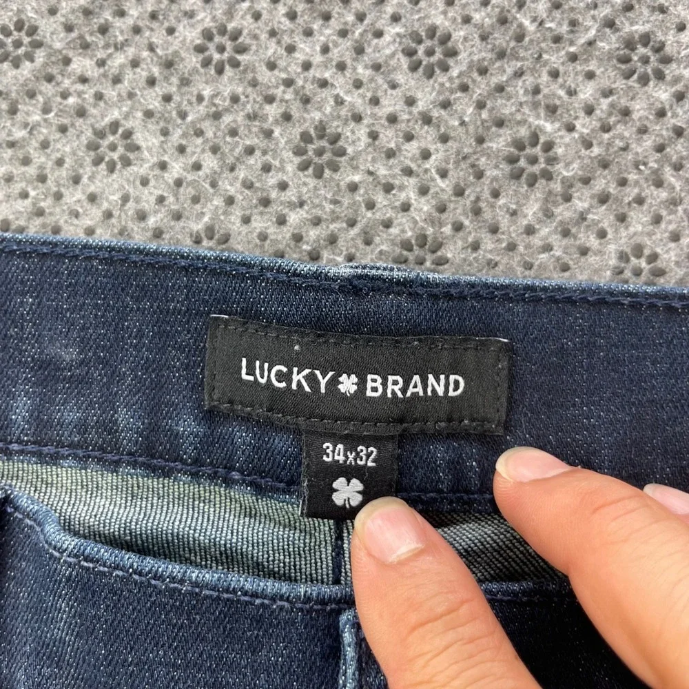 Lucky Brand Mens Dark Wash Straight Leg Jeans 34x32 Blue Denim Stretch Tencel
